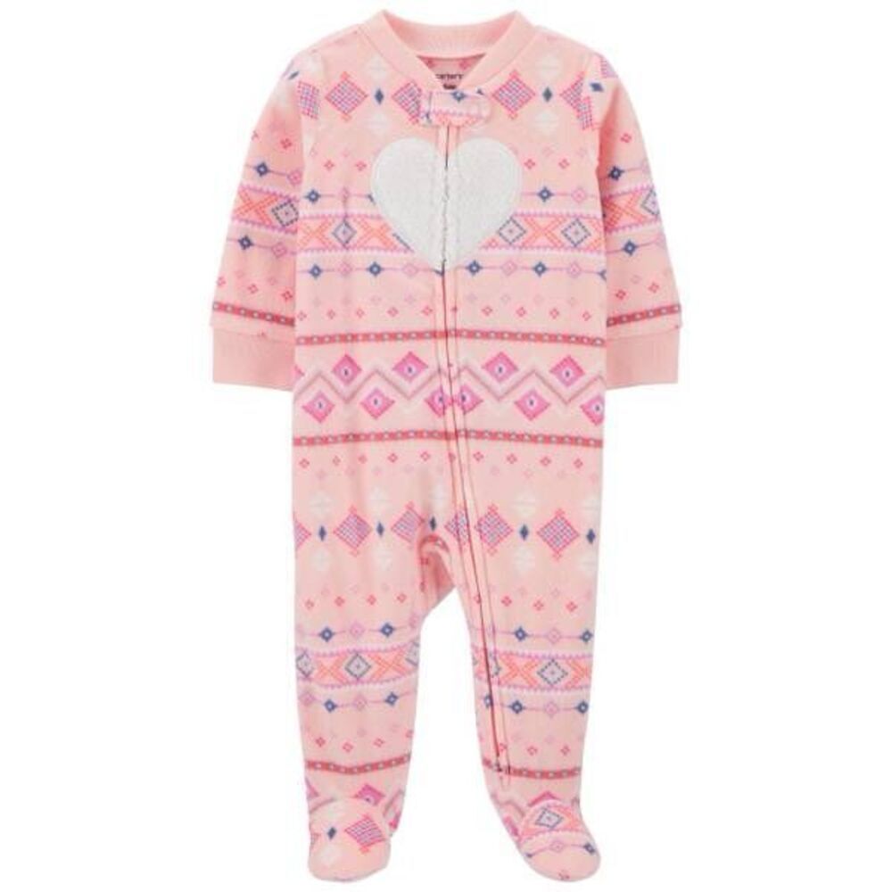 Carter's Baby Girls Fair‎ Isle Zip-up Fleece Sleep & Play Footed Coverall - Pink